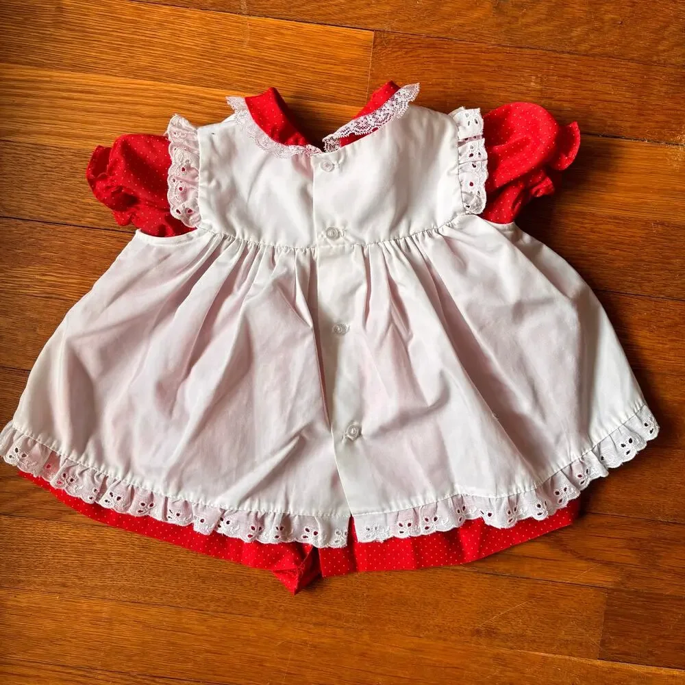 Vintage Hand Stitched Baby Girl Apron Dress